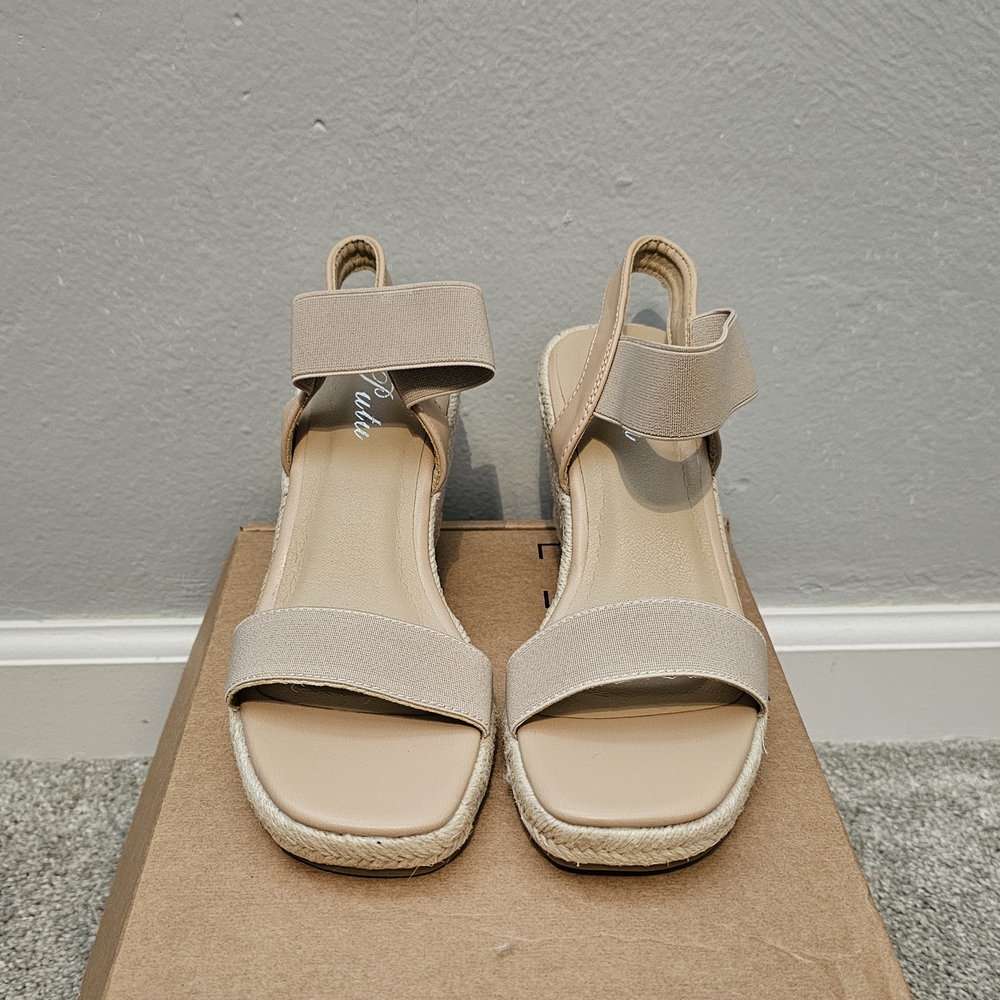 Tan Espadrilles with Ankle Strap and Smooth Finish